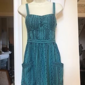 American Eagle Outfitters Teal Patterned Dress